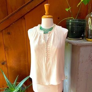 J Crew Silk Sleeveless Blouse Cream Top